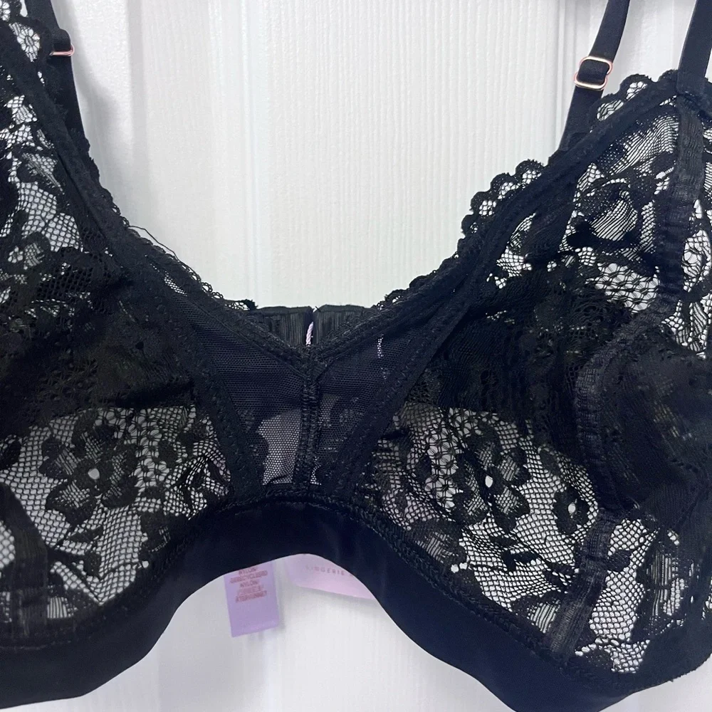 SAVAGE X FENTY FLORAL LACE AND MESH BRALETTE - Picture 6 of 10
